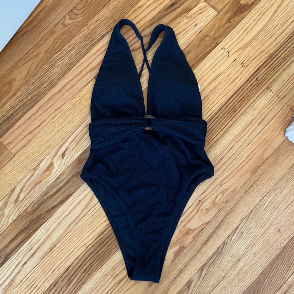 High leg cheeky black one piece